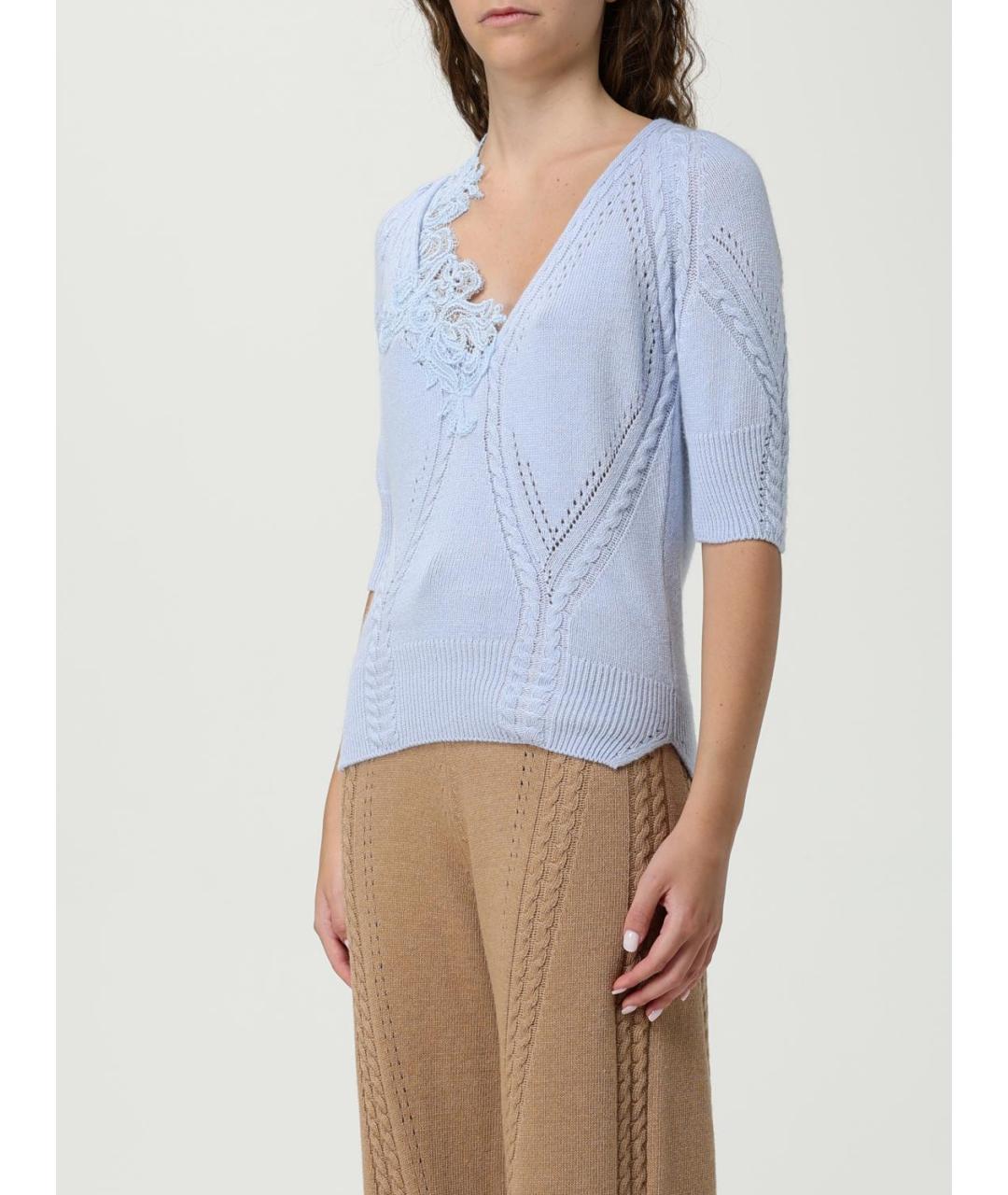 ERMANNO SCERVINO Голубой шерстяной джемпер / свитер, фото 3