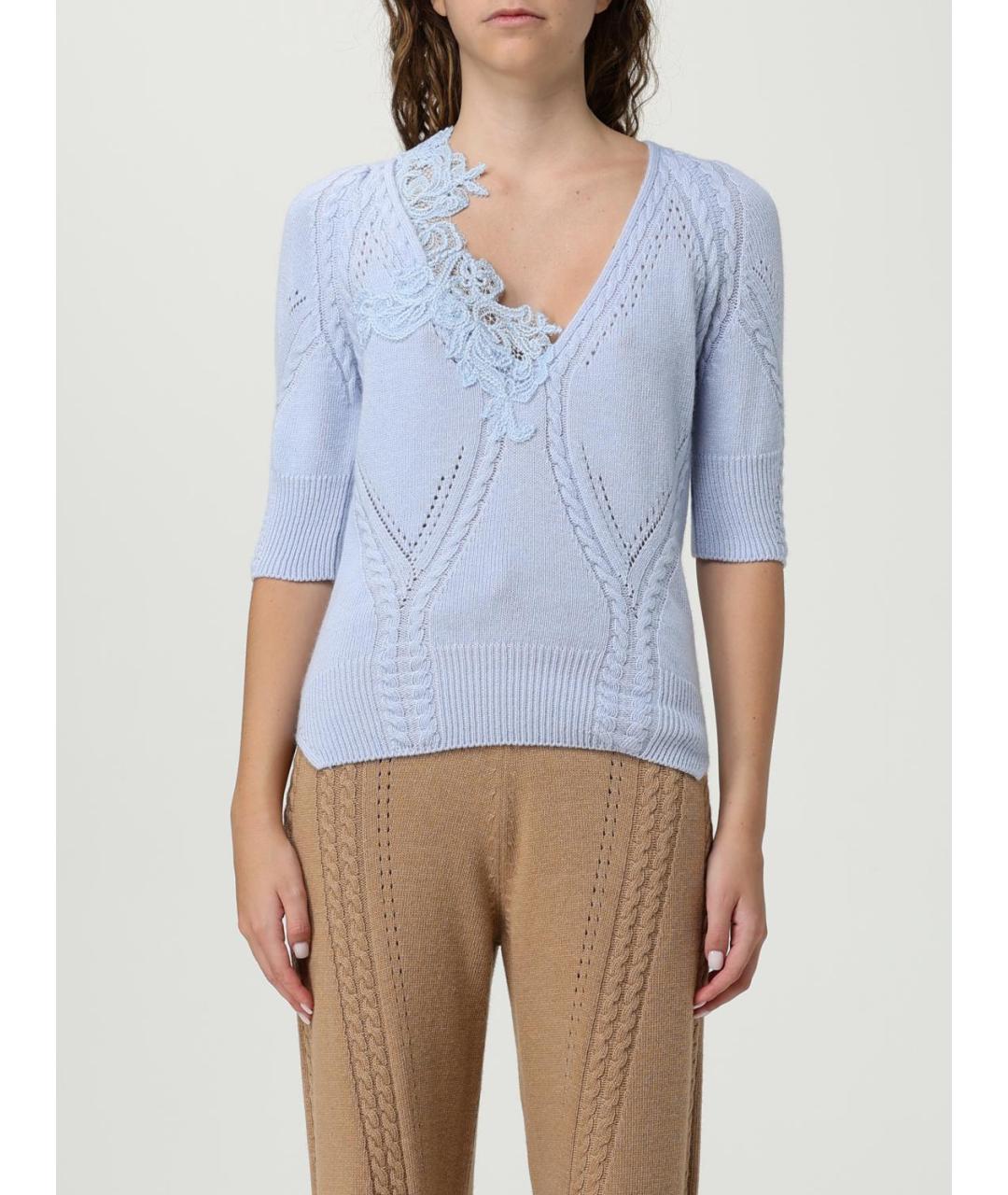 ERMANNO SCERVINO Голубой шерстяной джемпер / свитер, фото 5