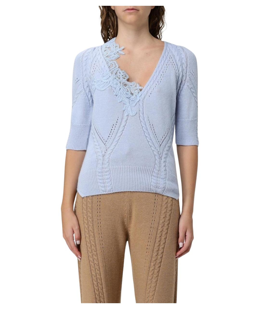 ERMANNO SCERVINO Голубой шерстяной джемпер / свитер, фото 1