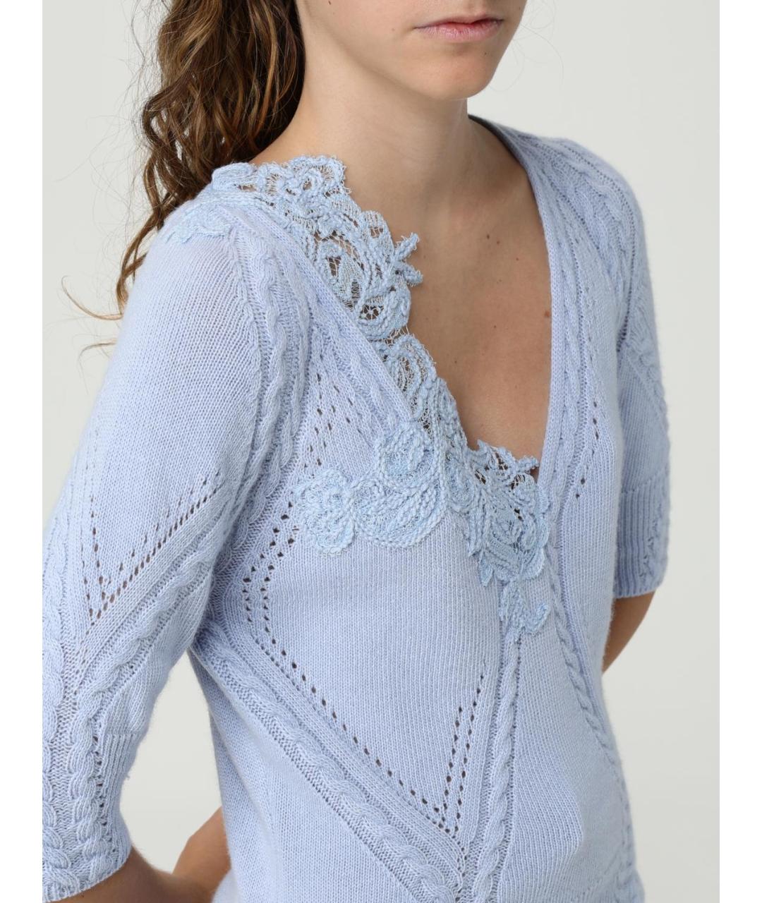 ERMANNO SCERVINO Голубой шерстяной джемпер / свитер, фото 4