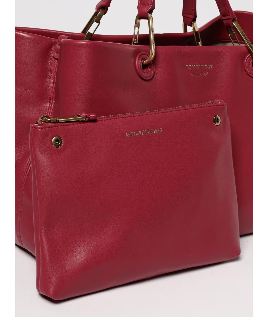 EMPORIO ARMANI Бордовая кожаная сумка тоут, фото 3