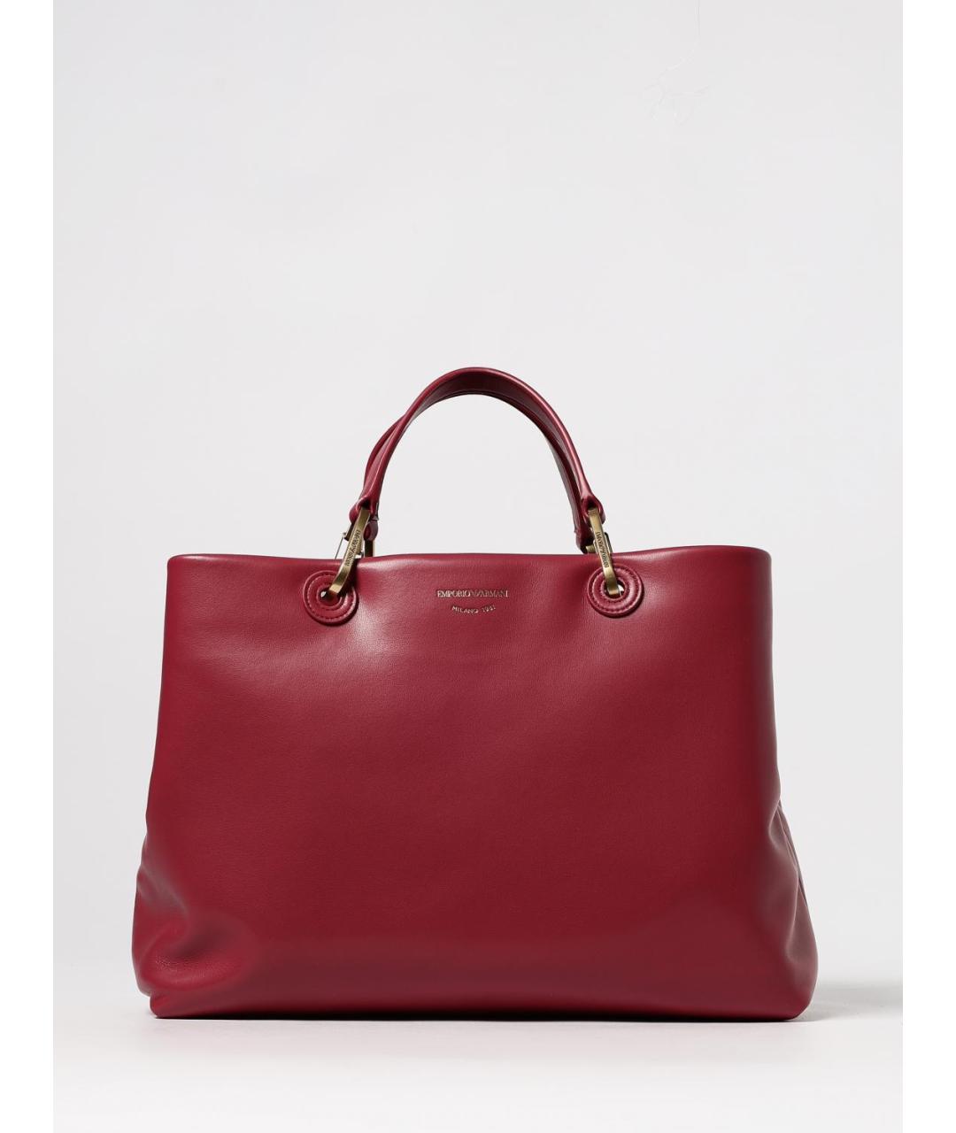 EMPORIO ARMANI Бордовая кожаная сумка тоут, фото 4
