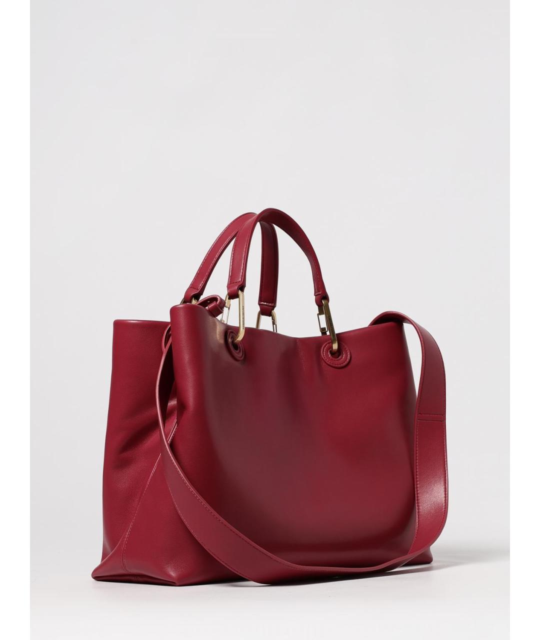 EMPORIO ARMANI Бордовая кожаная сумка тоут, фото 2