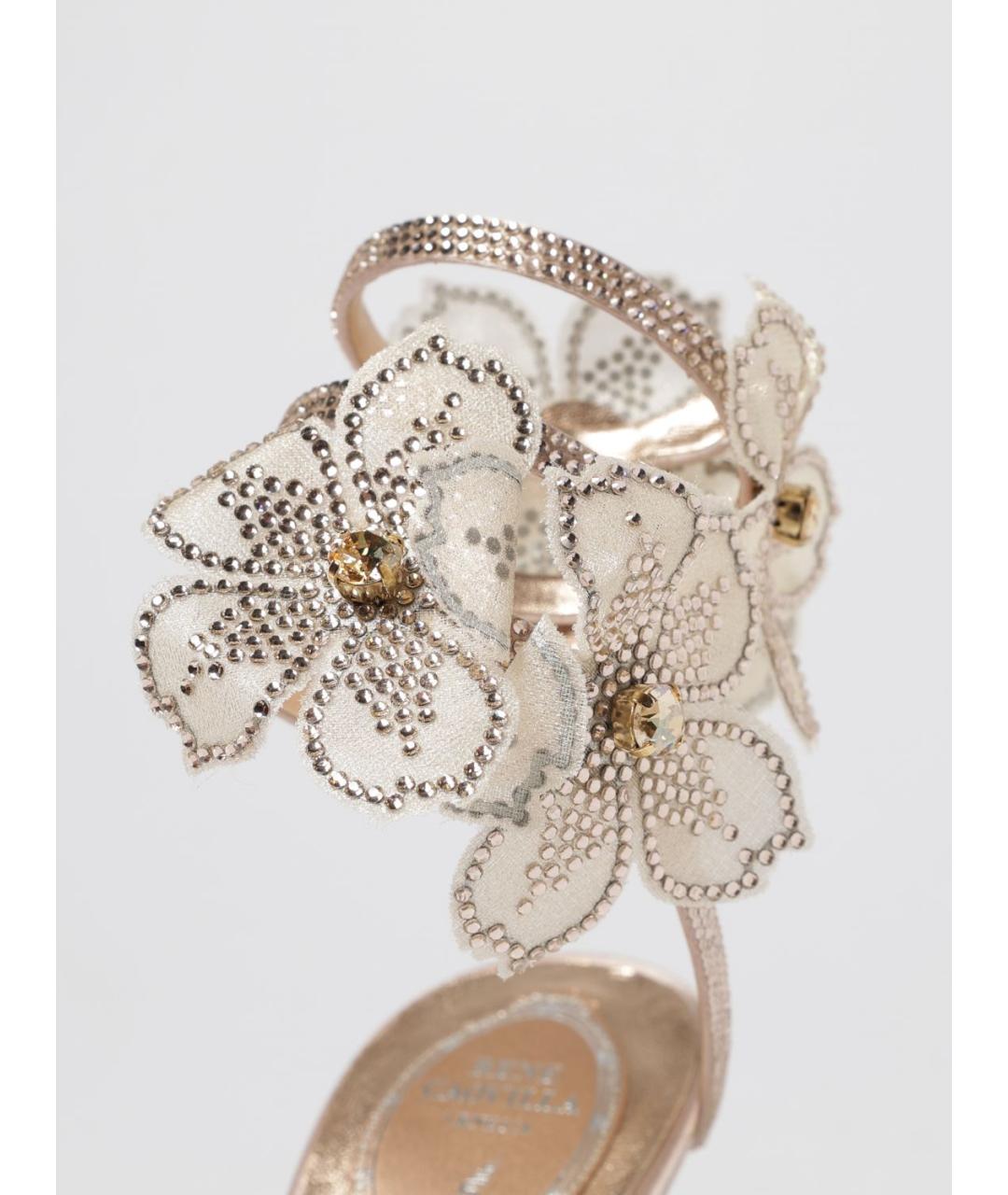 RENE CAOVILLA Бежевые текстильные босоножки, фото 4