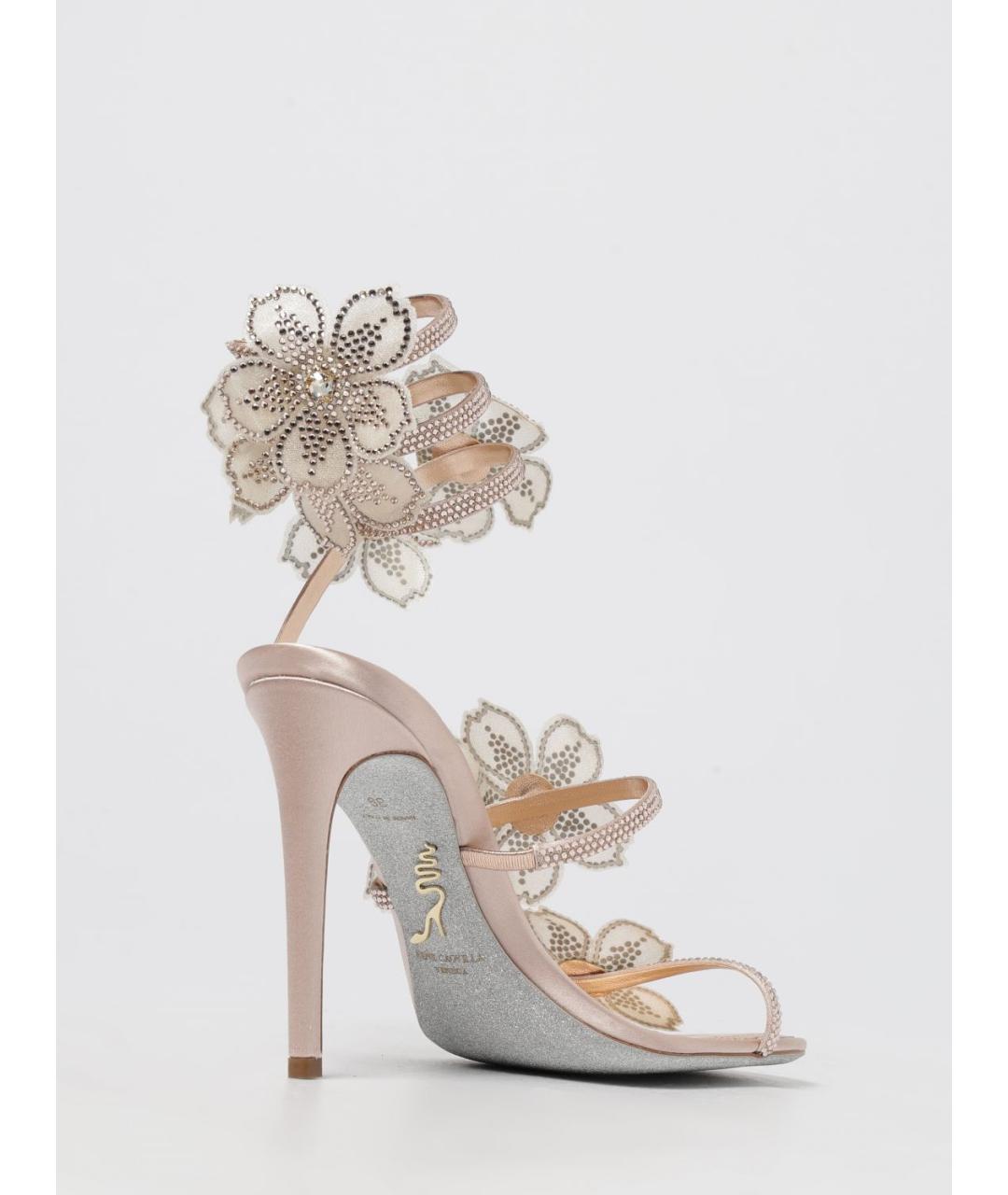 RENE CAOVILLA Бежевые текстильные босоножки, фото 3