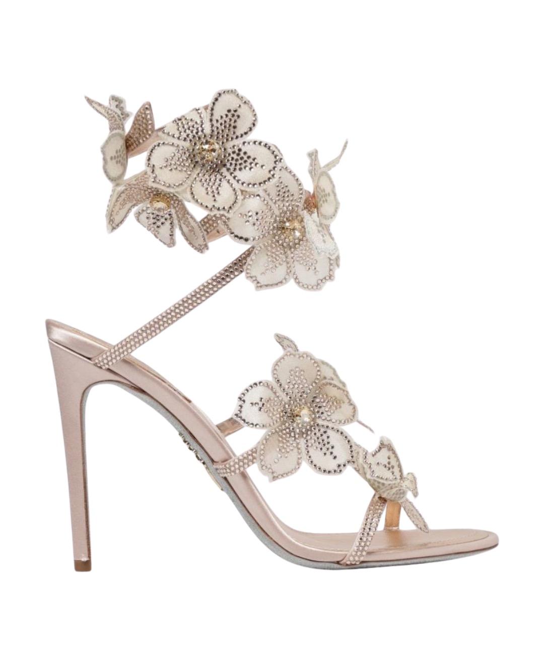 RENE CAOVILLA Бежевые текстильные босоножки, фото 1