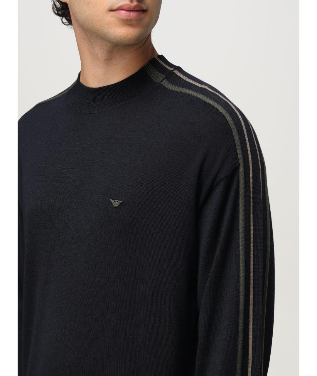 EMPORIO ARMANI Синий шерстяной джемпер / свитер, фото 3