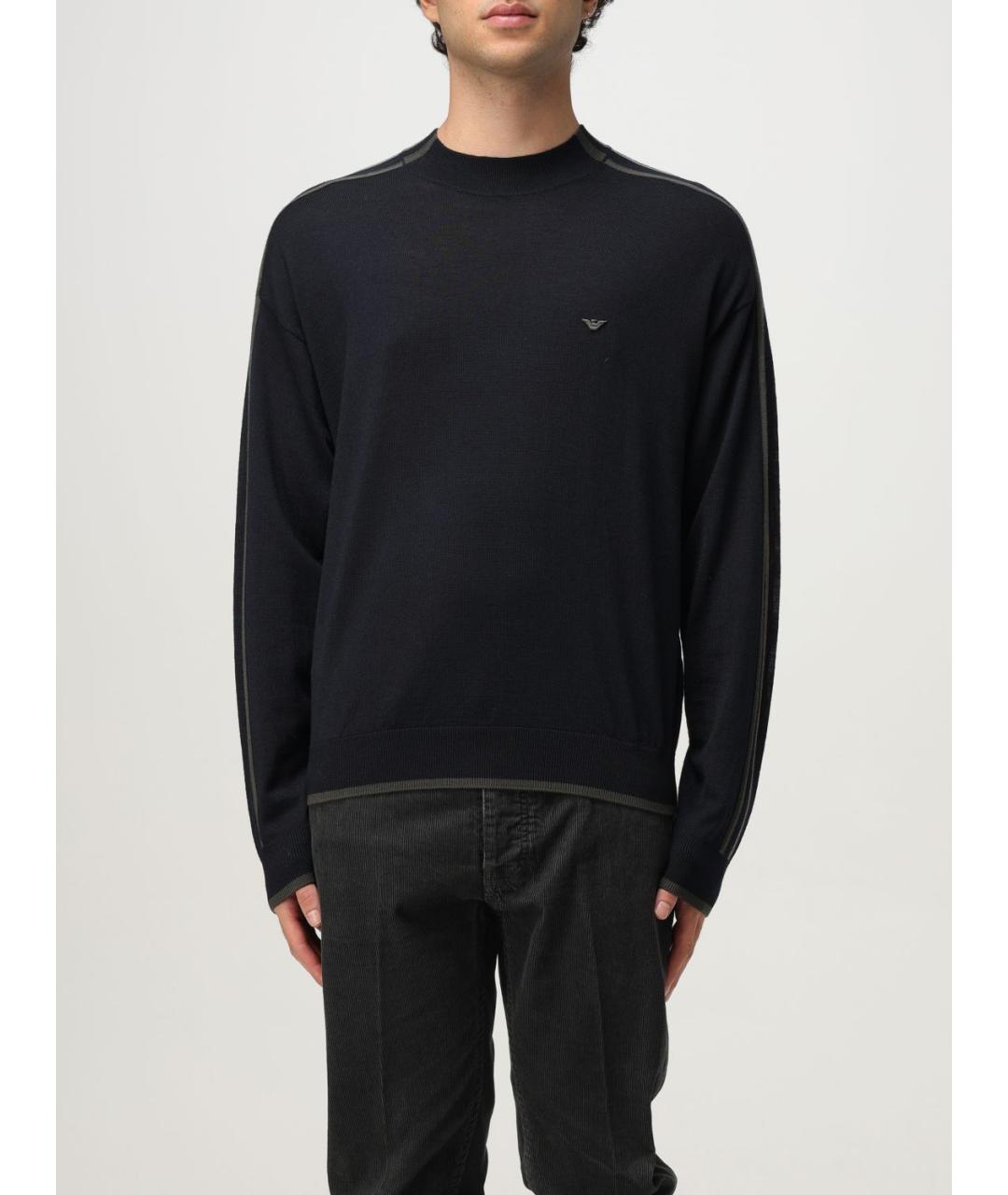 EMPORIO ARMANI Синий шерстяной джемпер / свитер, фото 4