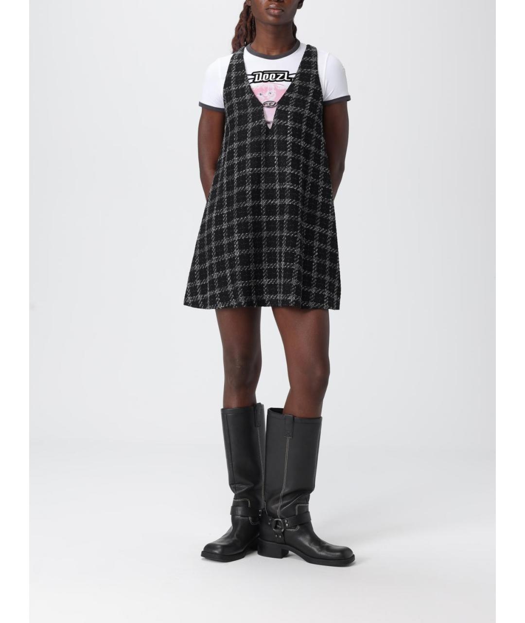 DIESEL Черное шерстяное повседневное платье, фото 3