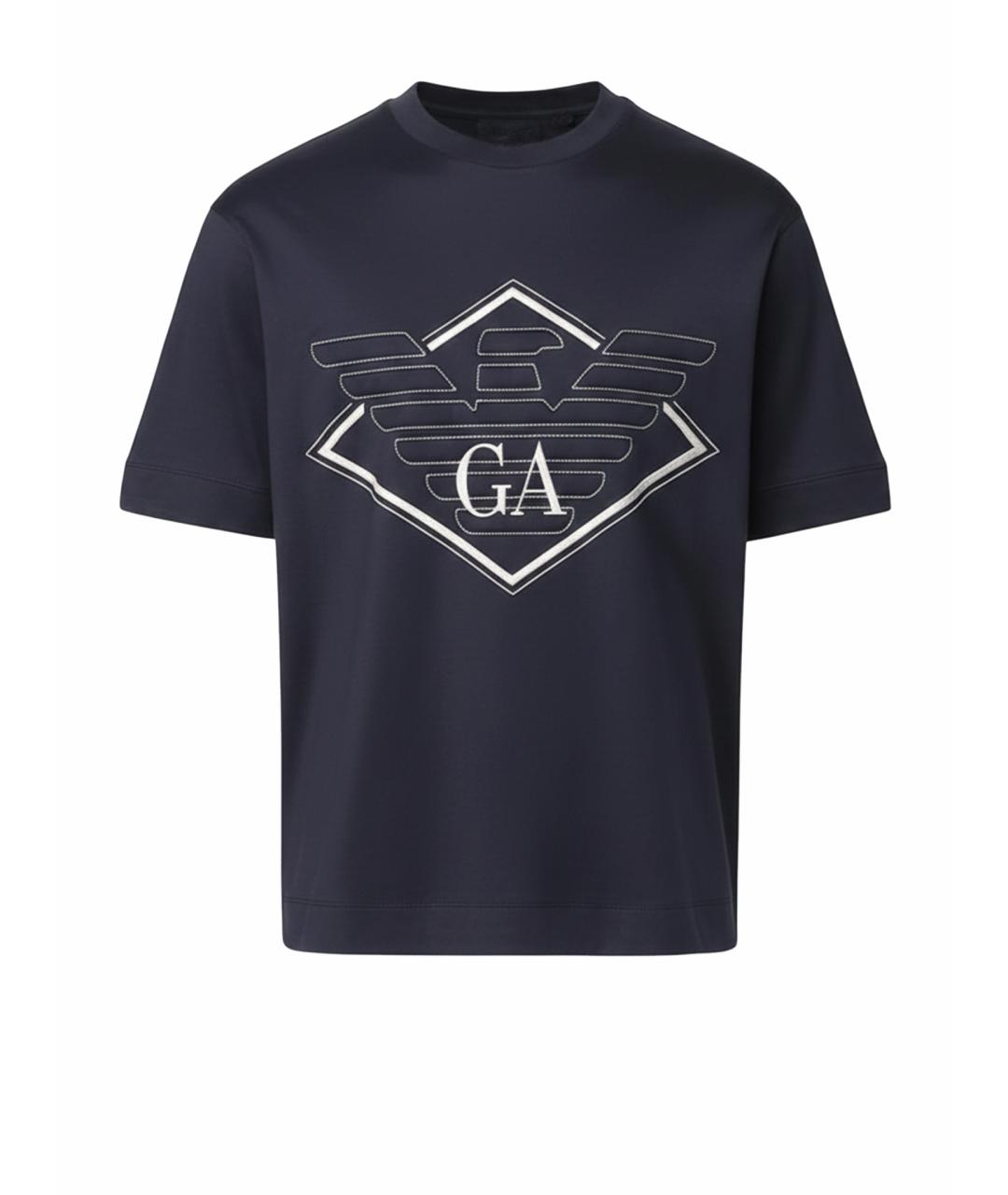 EMPORIO ARMANI Синяя хлопковая футболка, фото 1