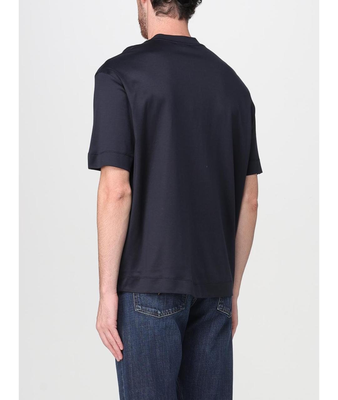 EMPORIO ARMANI Синяя хлопковая футболка, фото 2