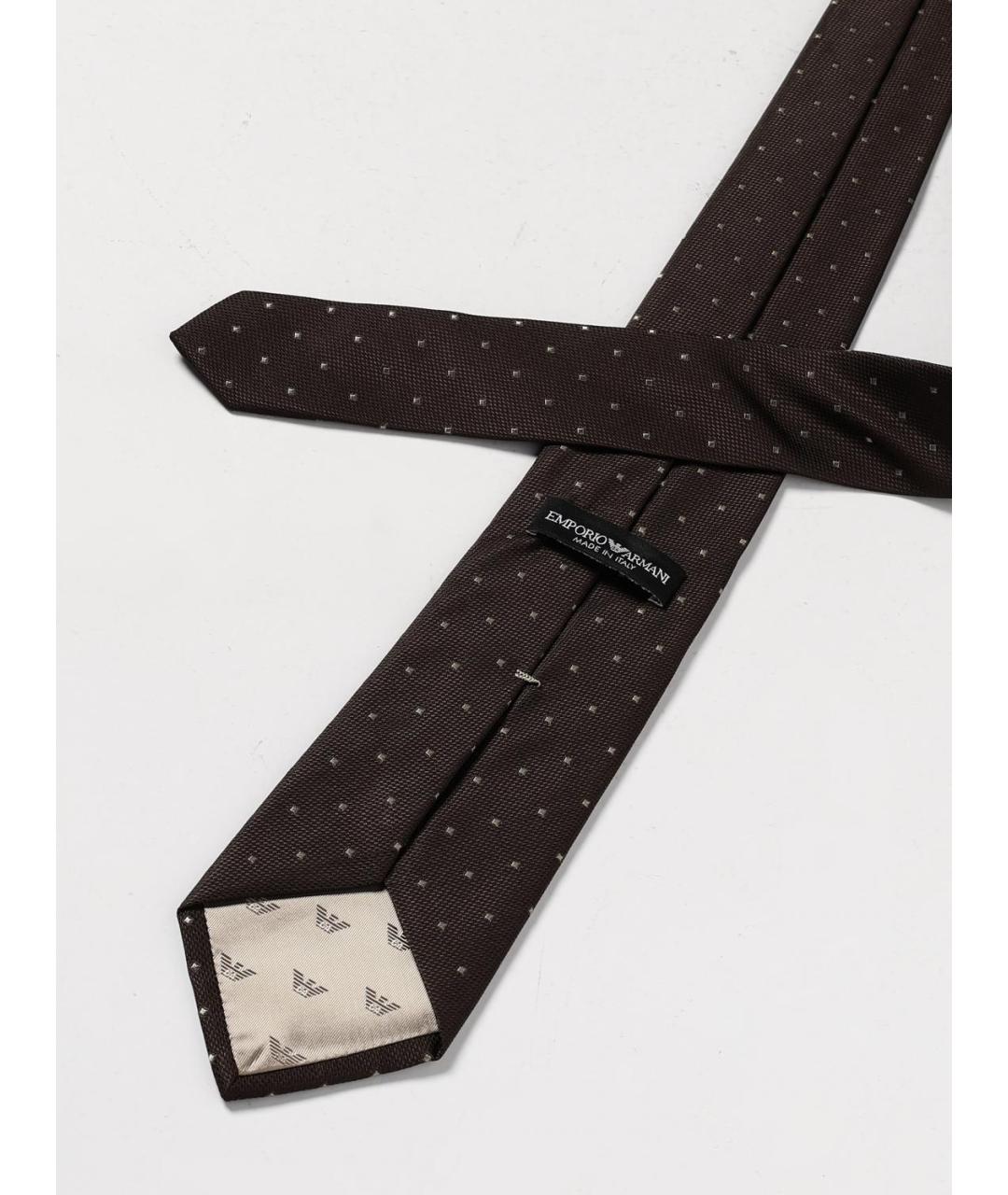 EMPORIO ARMANI Коричневый шелковый галстук, фото 2