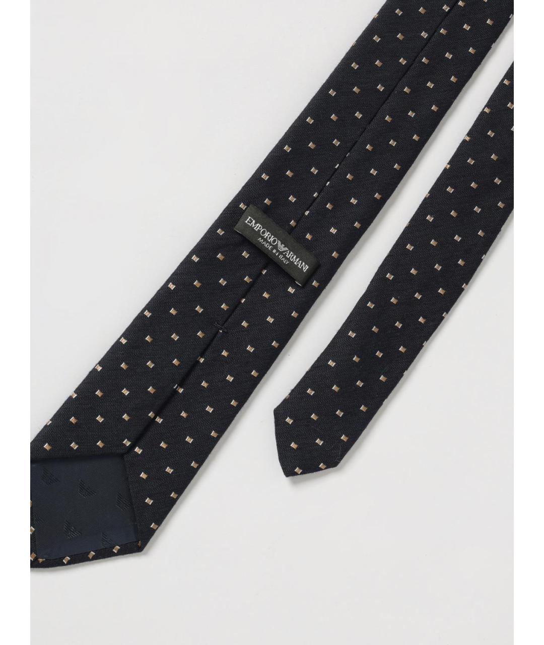 EMPORIO ARMANI Темно-синий шерстяной галстук, фото 2