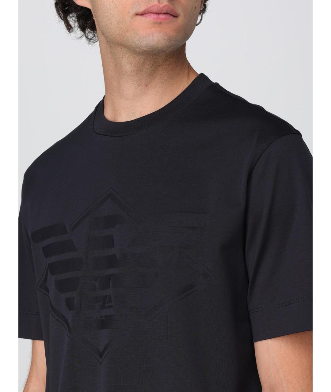 EMPORIO ARMANI Синяя хлопковая футболка, фото 3