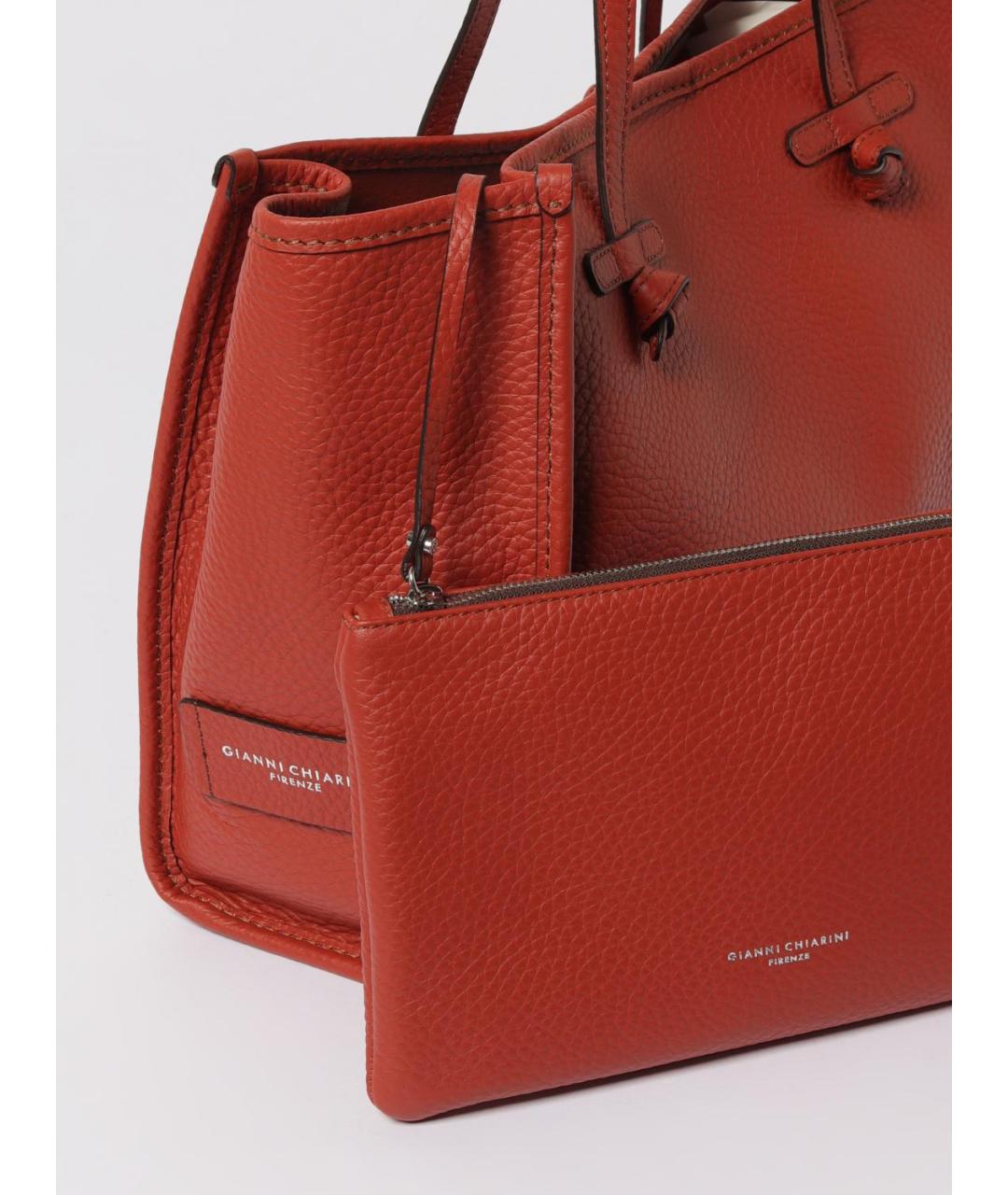 Gianni Chiarini Красная кожаная сумка тоут, фото 3
