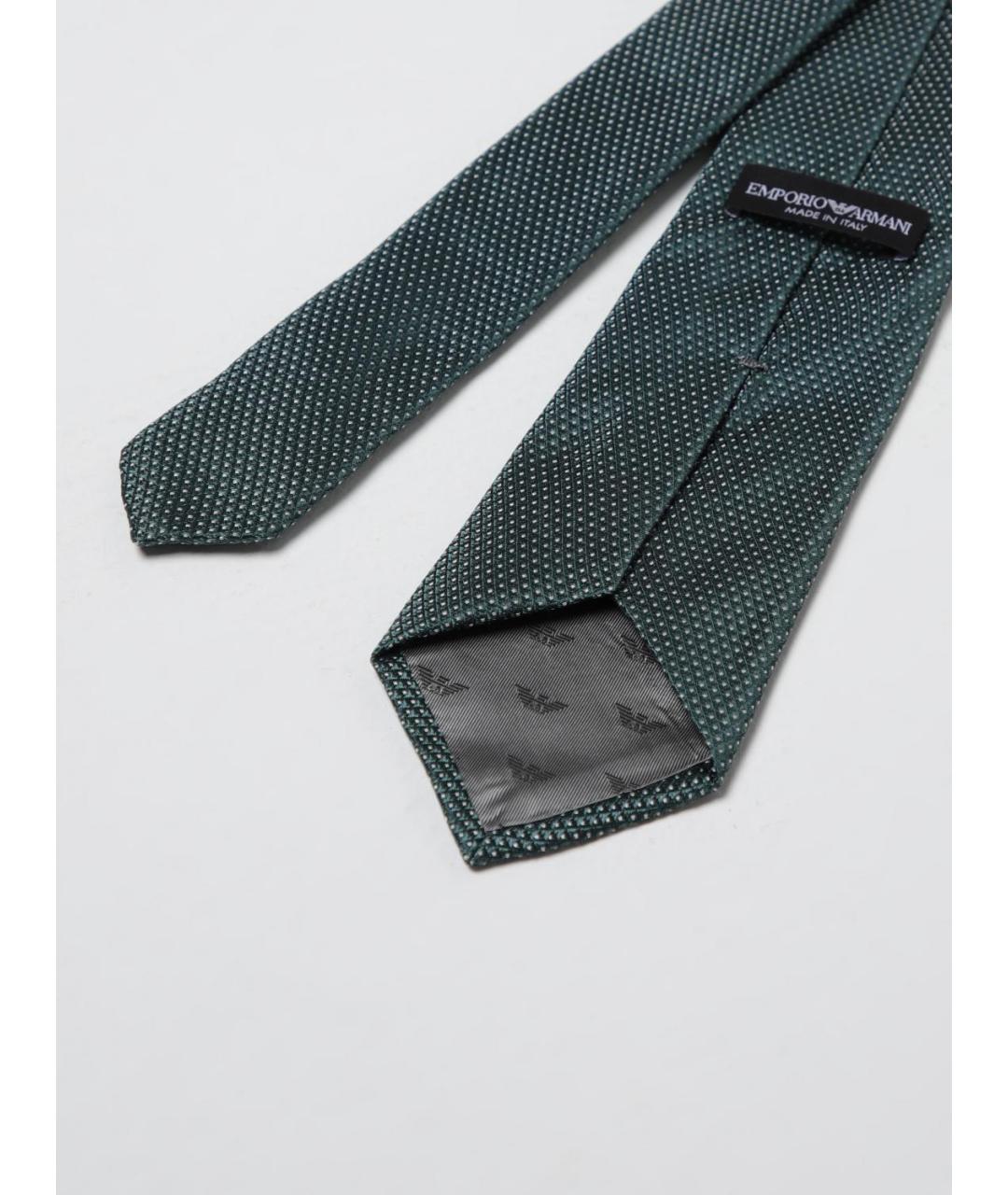 EMPORIO ARMANI Зеленый шелковый галстук, фото 2