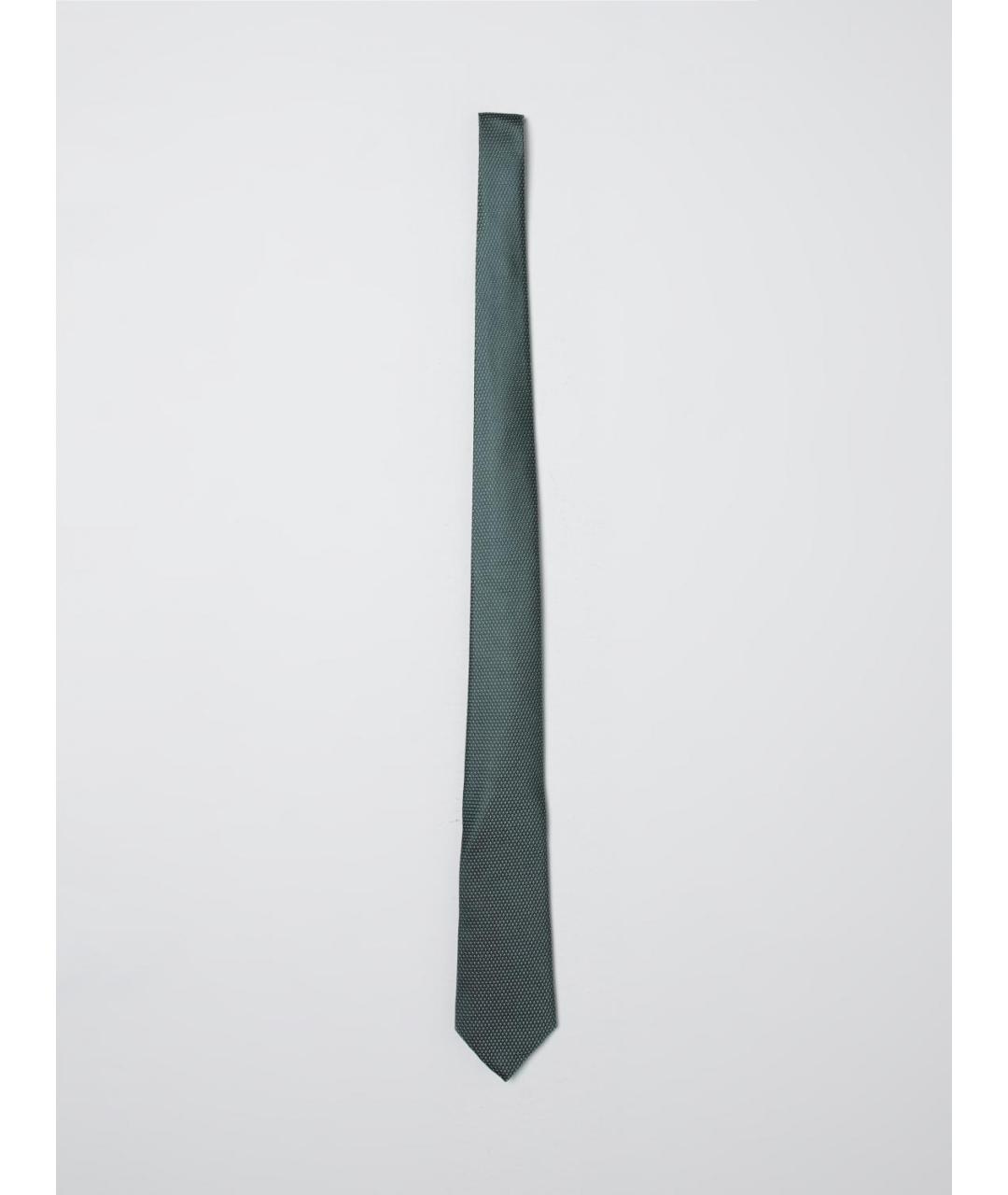 EMPORIO ARMANI Зеленый шелковый галстук, фото 3