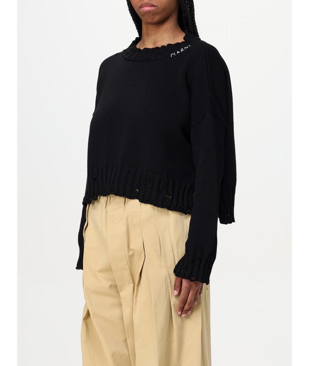MARNI Черный хлопковый джемпер / свитер, фото 4