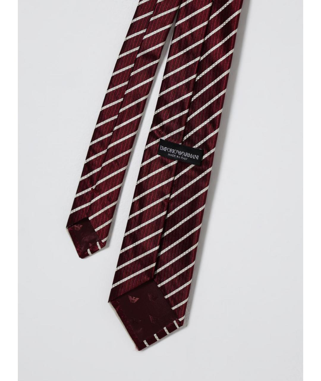 EMPORIO ARMANI Бордовый шелковый галстук, фото 2