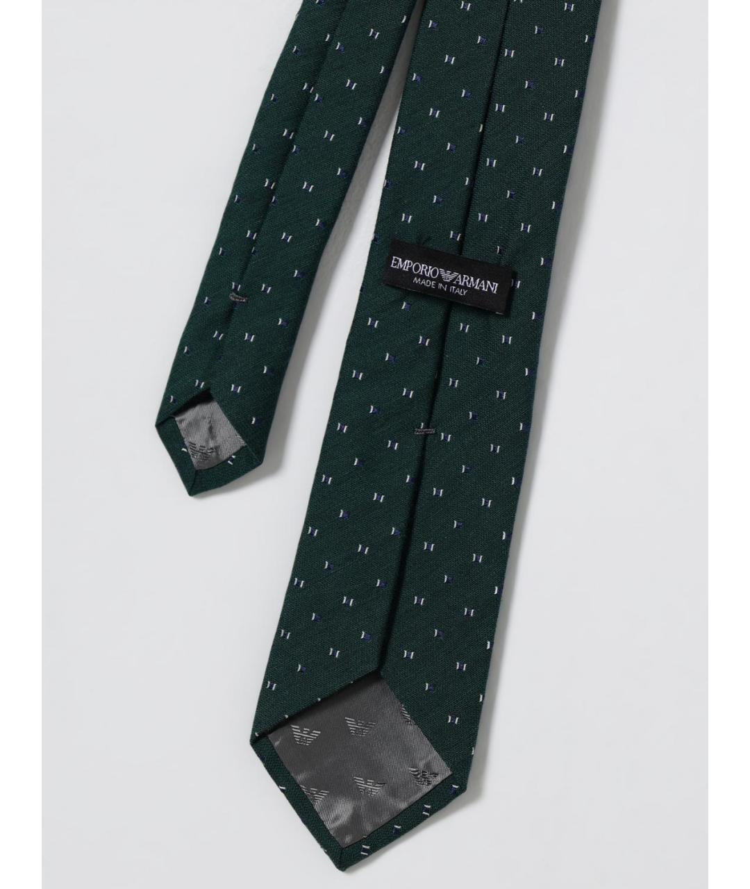 EMPORIO ARMANI Зеленый шерстяной галстук, фото 2