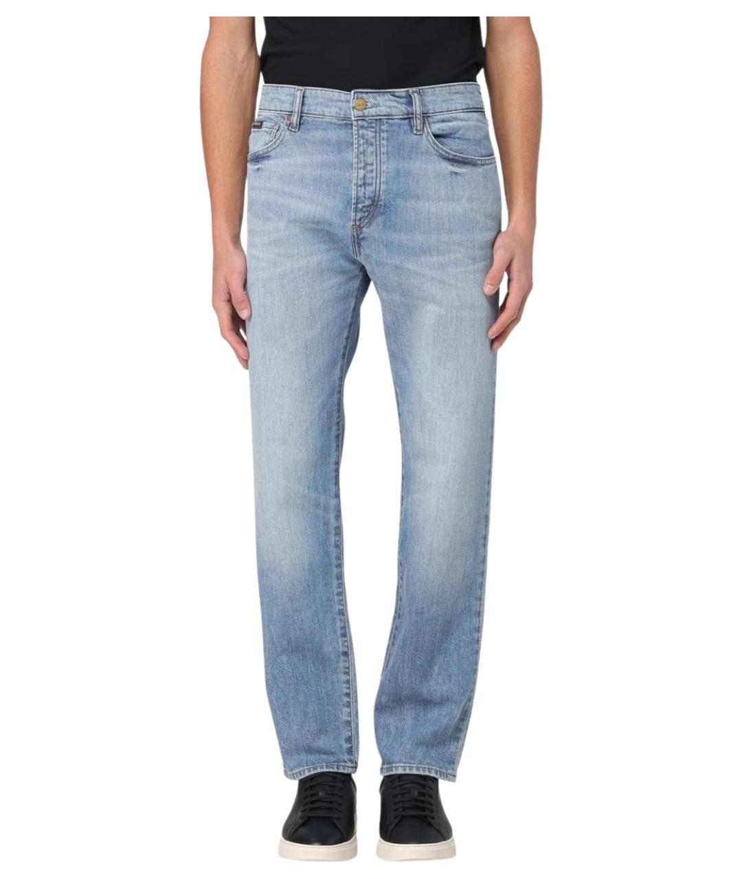 HUGO BOSS Голубые хлопковые прямые джинсы, фото 1