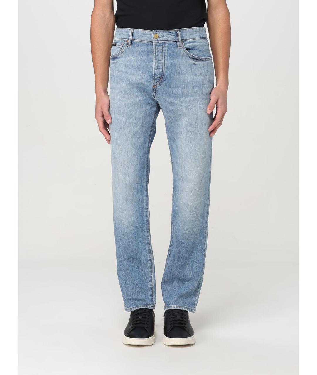 HUGO BOSS Голубые хлопковые прямые джинсы, фото 4
