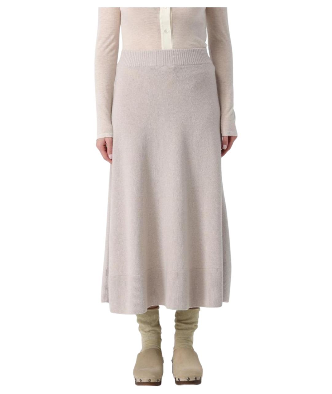 AGNONA Бежевая шерстяная юбка миди, фото 1