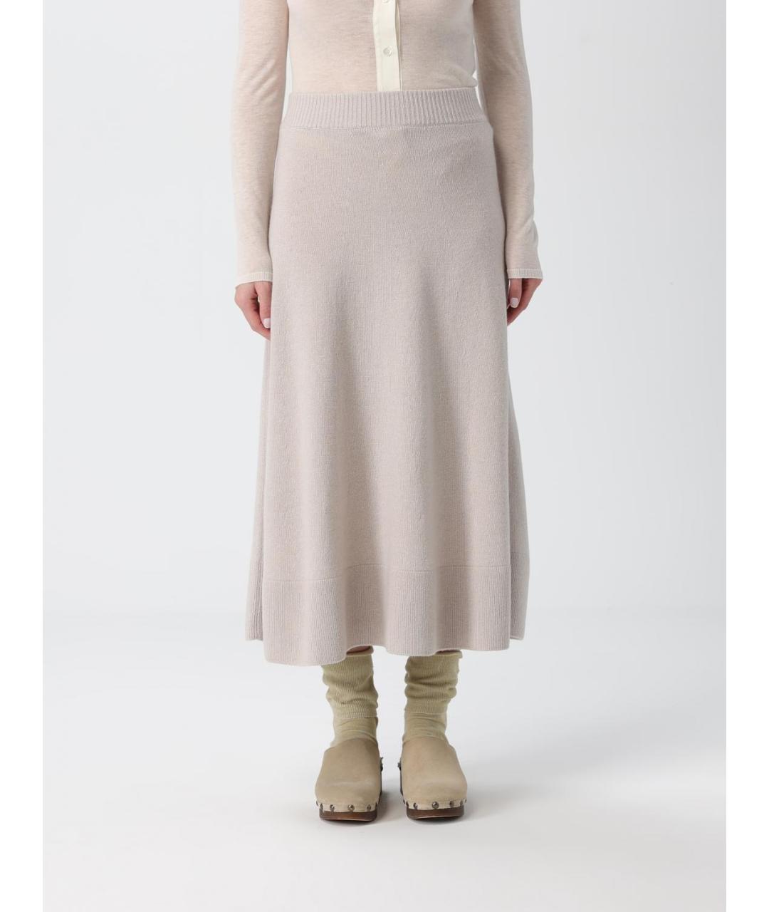 AGNONA Бежевая шерстяная юбка миди, фото 5