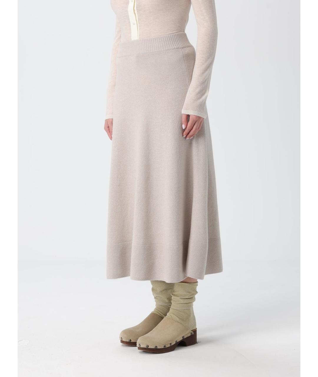 AGNONA Бежевая шерстяная юбка миди, фото 3