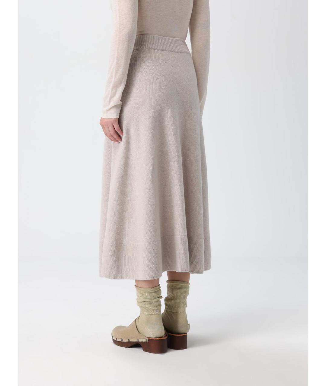 AGNONA Бежевая шерстяная юбка миди, фото 2