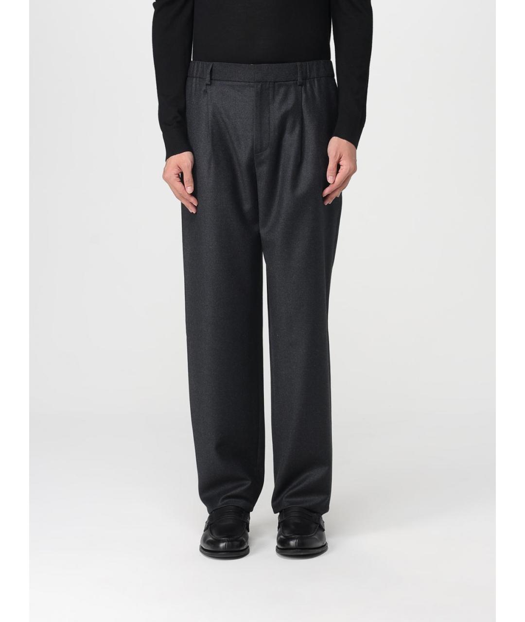 AGNONA Антрацитовые шерстяные классические брюки, фото 5