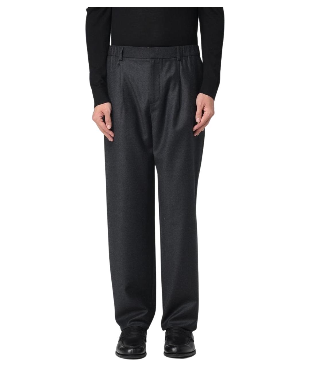 AGNONA Антрацитовые шерстяные классические брюки, фото 1