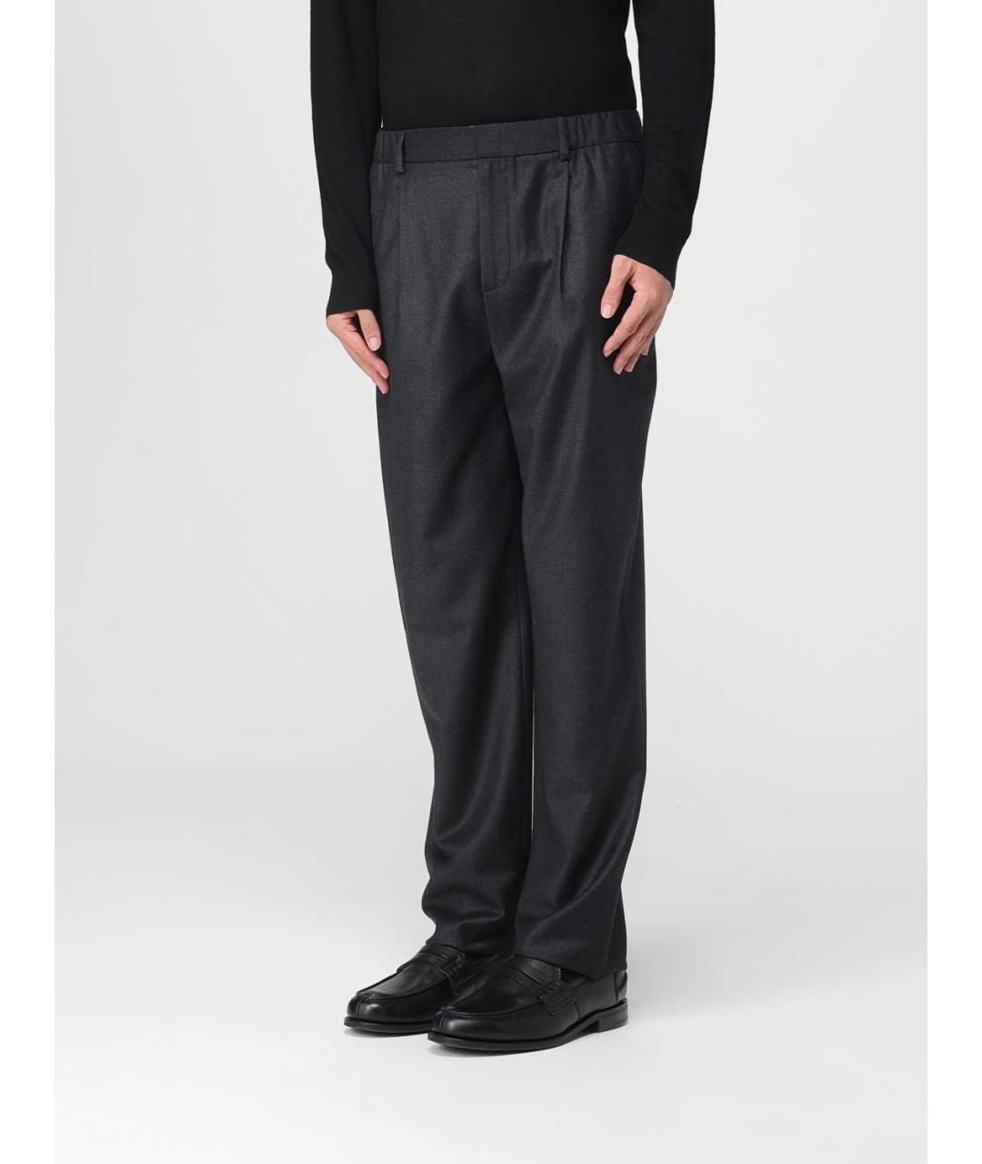 AGNONA Антрацитовые шерстяные классические брюки, фото 3