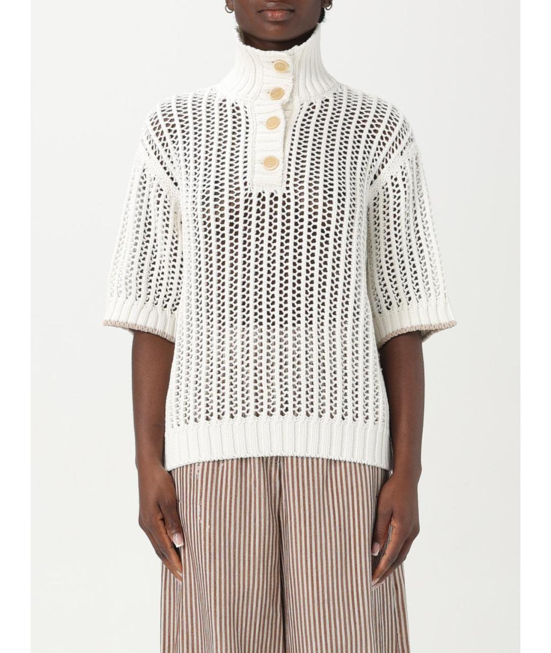 BRUNELLO CUCINELLI Бежевый хлопковый джемпер / свитер, фото 6