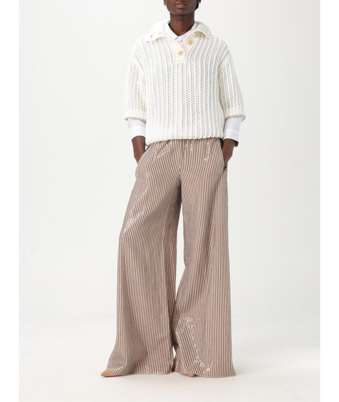 BRUNELLO CUCINELLI Бежевый хлопковый джемпер / свитер, фото 2