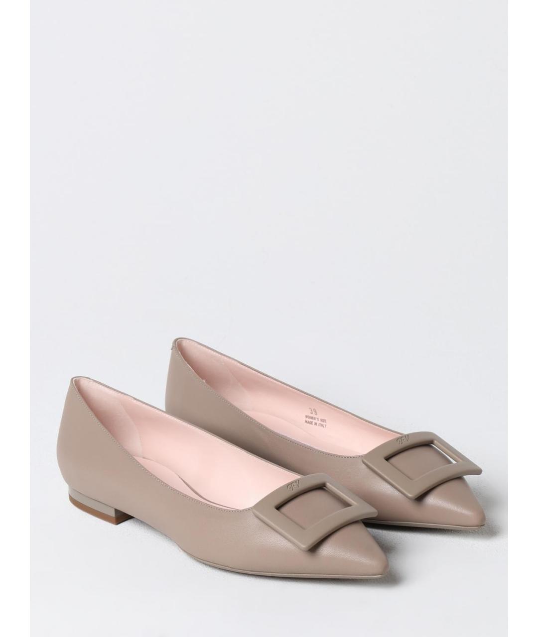 ROGER VIVIER Серые кожаные балетки, фото 2