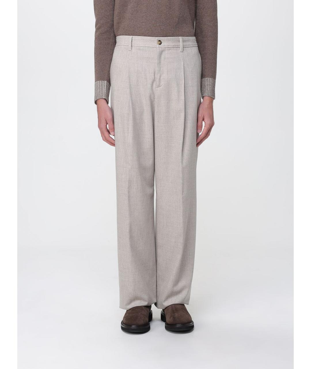 AGNONA Бежевые шерстяные повседневные брюки, фото 5