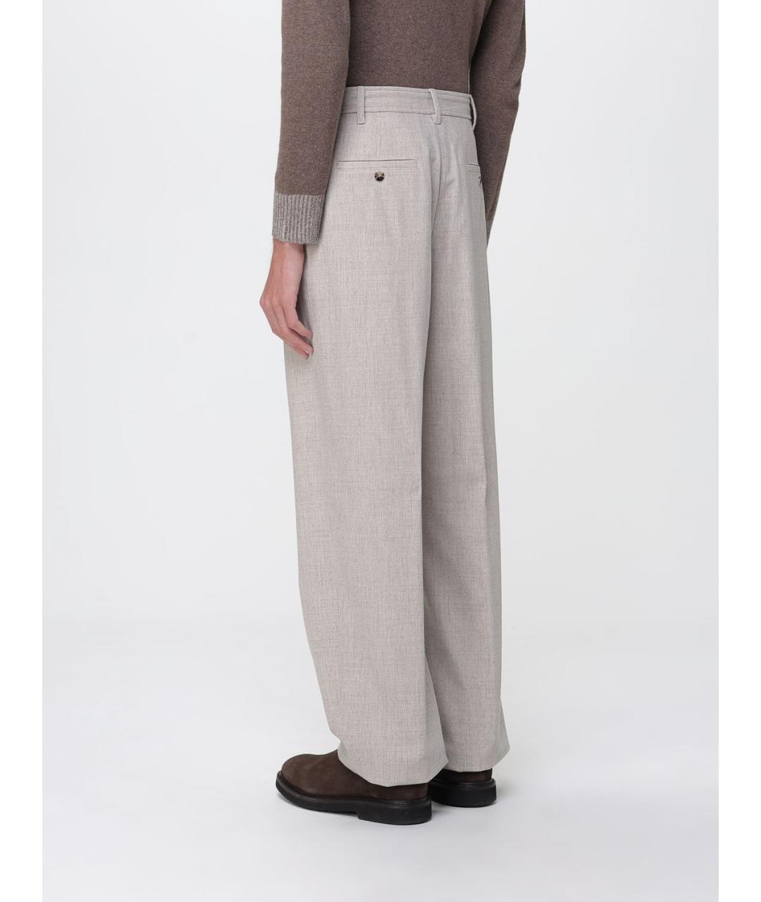 AGNONA Бежевые шерстяные повседневные брюки, фото 2