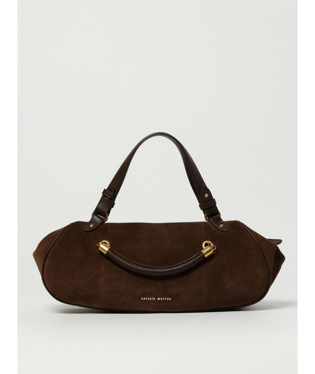 ANTONIO MARRAS Коричневая замшевая сумка с короткими ручками, фото 4
