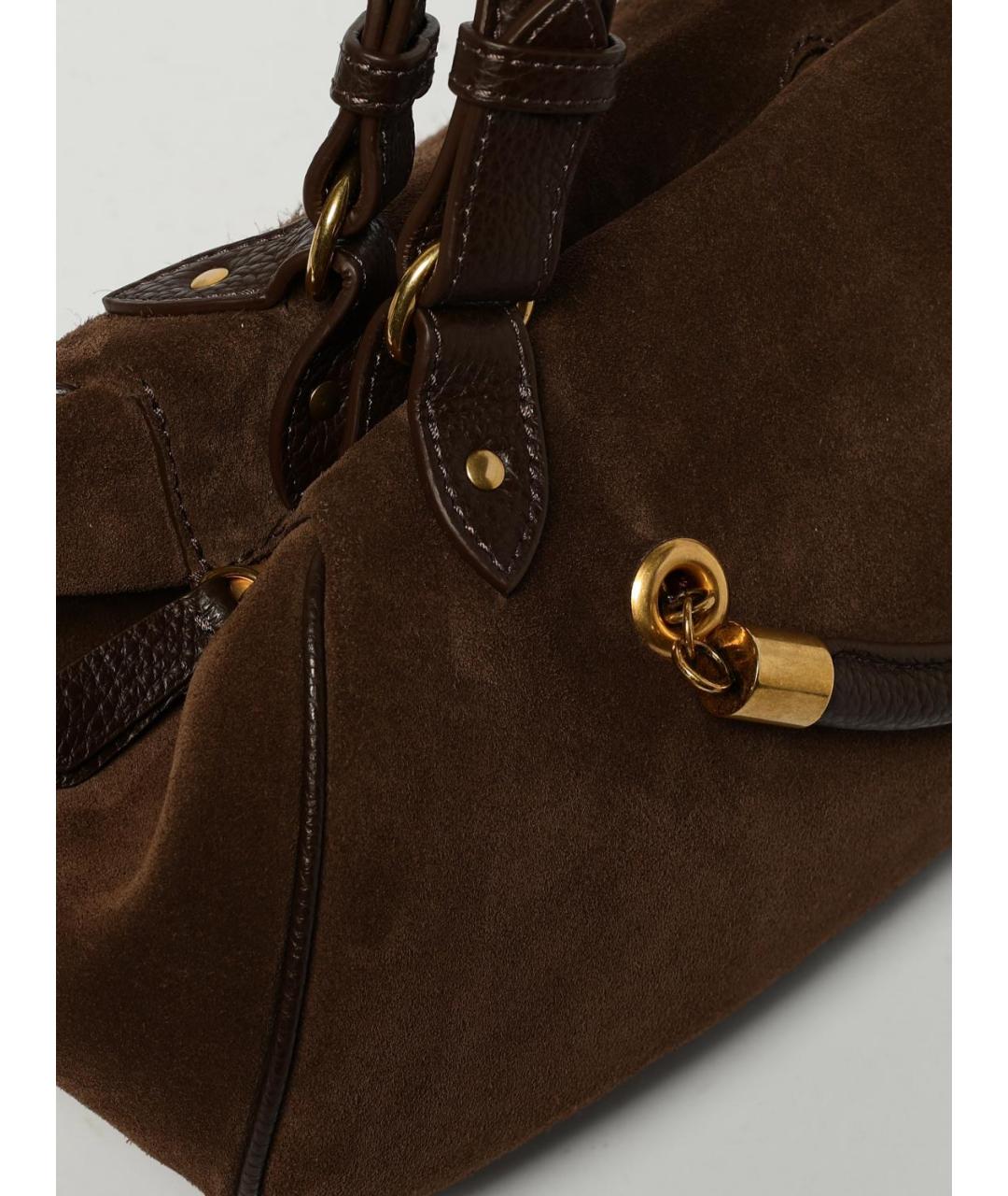 ANTONIO MARRAS Коричневая замшевая сумка с короткими ручками, фото 3