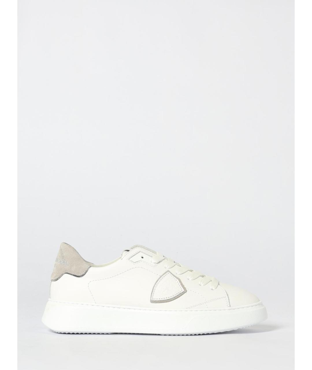 PHILIPPE MODEL Белые кожаные низкие кроссовки / кеды, фото 4