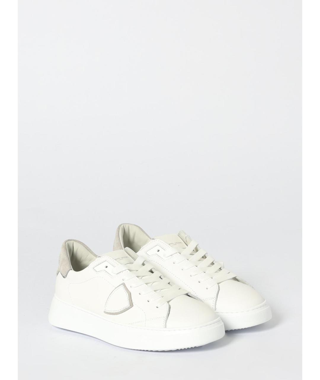 PHILIPPE MODEL Белые кожаные низкие кроссовки / кеды, фото 2