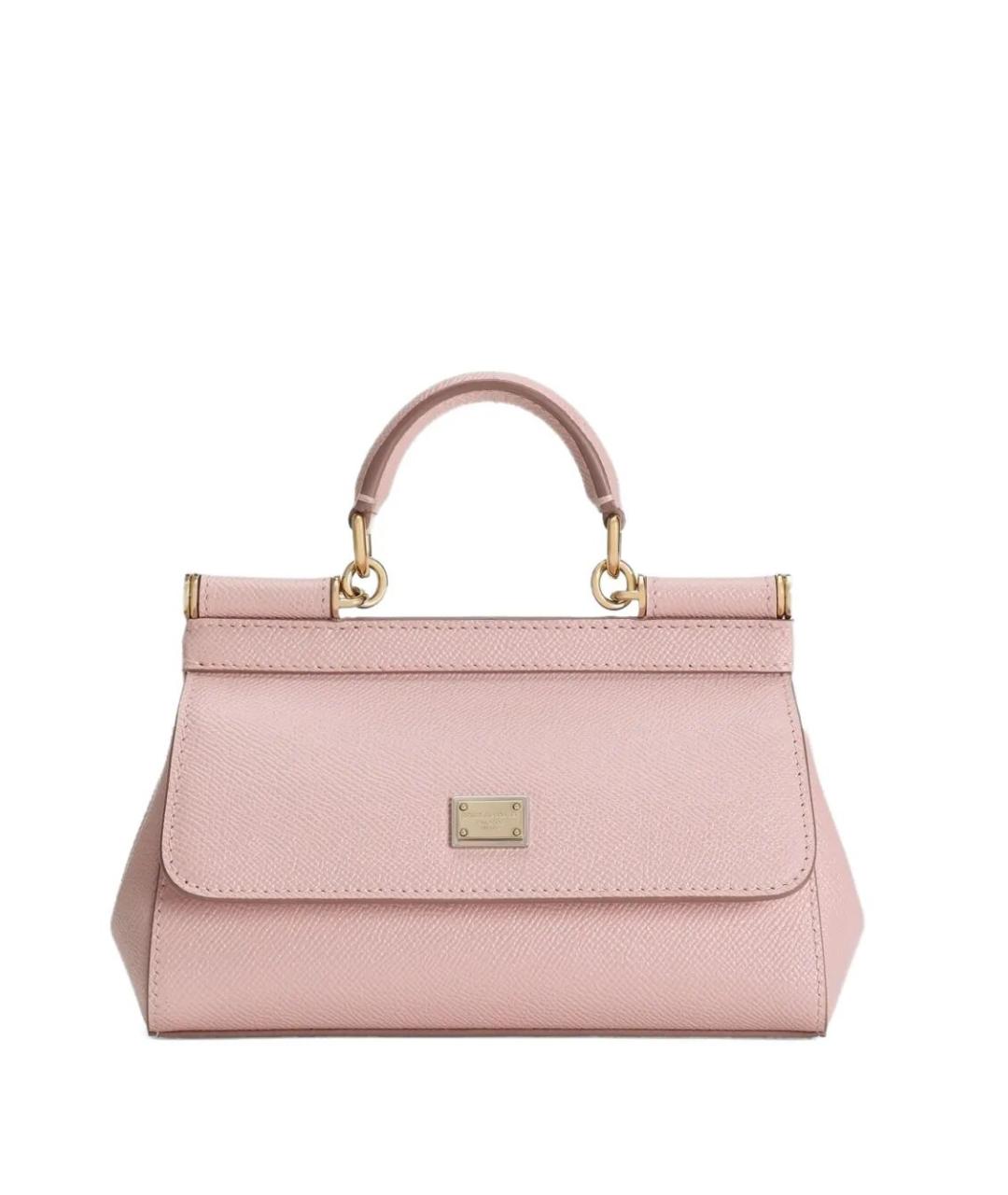 DOLCE&GABBANA Розовая кожаная сумка с короткими ручками, фото 1