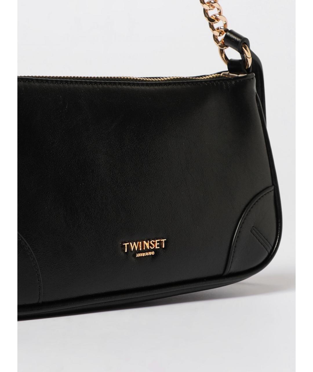 TWIN-SET Черная сумка через плечо из искусственной кожи, фото 3