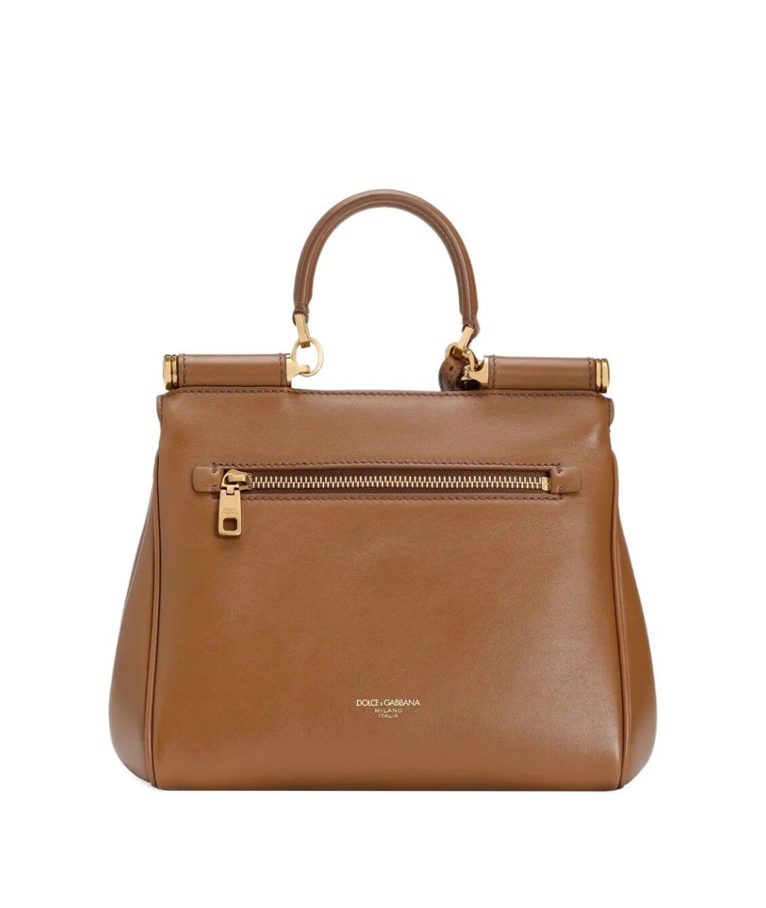 DOLCE&GABBANA Коричневая кожаная сумка с короткими ручками, фото 3