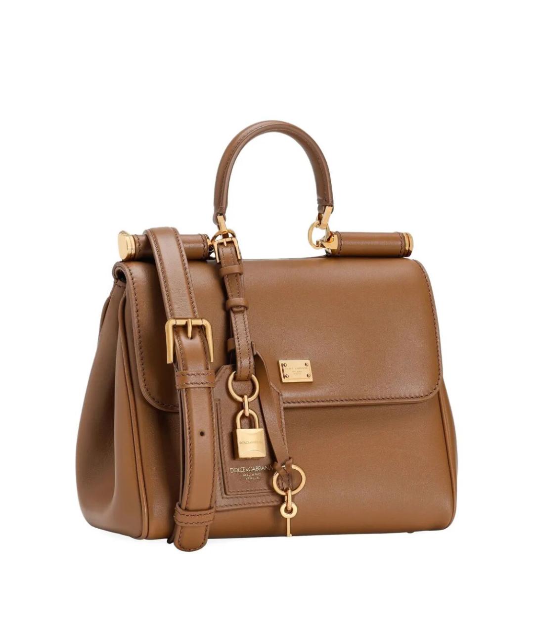 DOLCE&GABBANA Коричневая кожаная сумка с короткими ручками, фото 2
