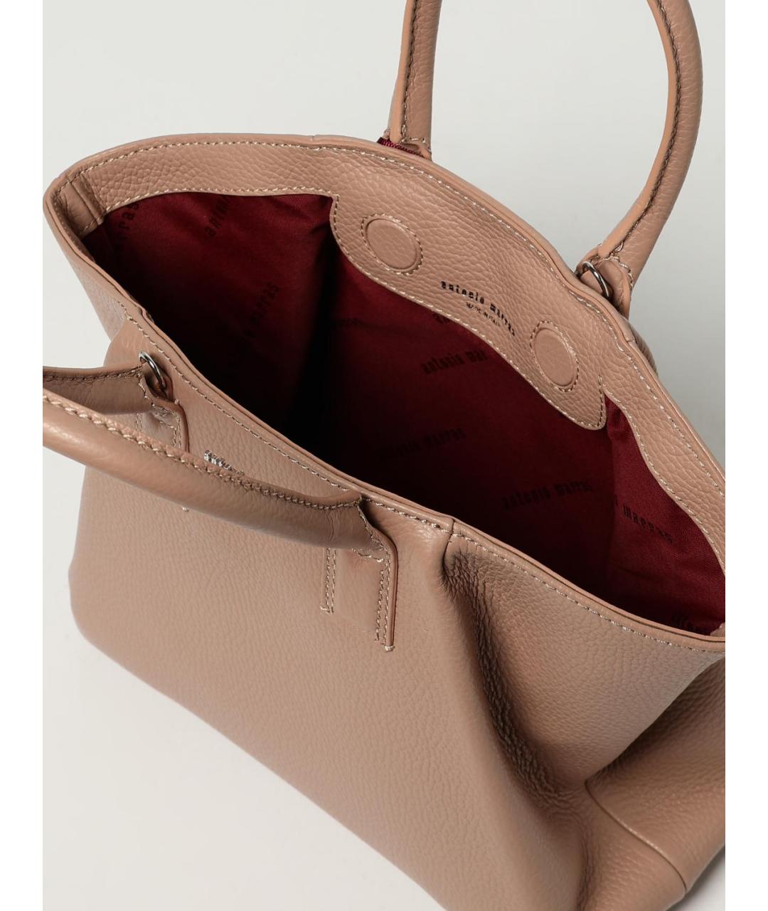 ANTONIO MARRAS Розовая кожаная сумка с короткими ручками, фото 5