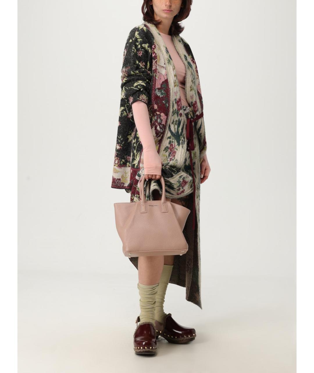 ANTONIO MARRAS Розовая кожаная сумка с короткими ручками, фото 2