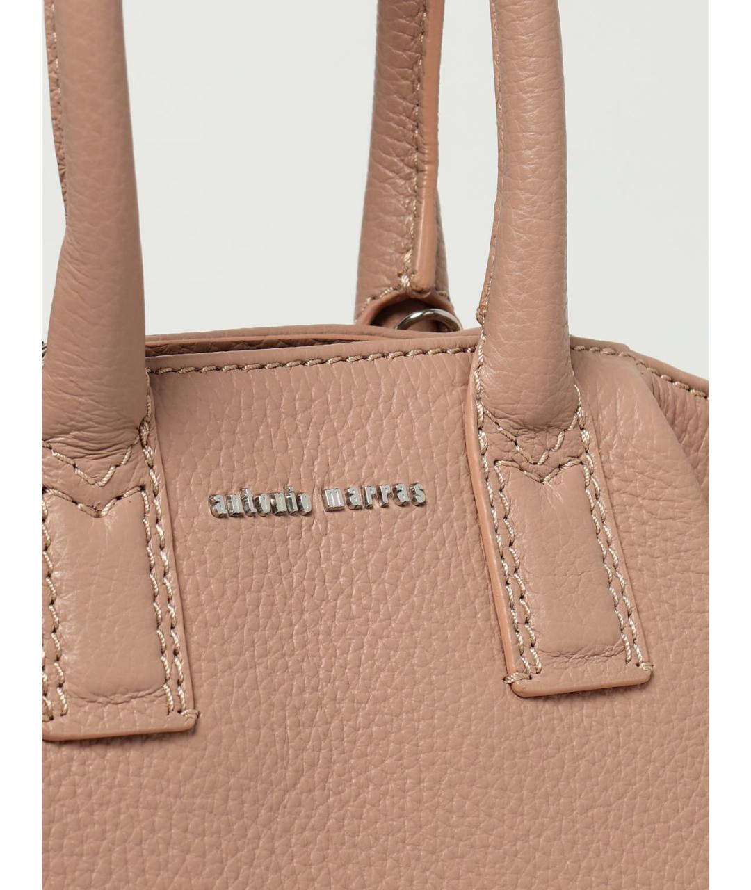 ANTONIO MARRAS Розовая кожаная сумка с короткими ручками, фото 4