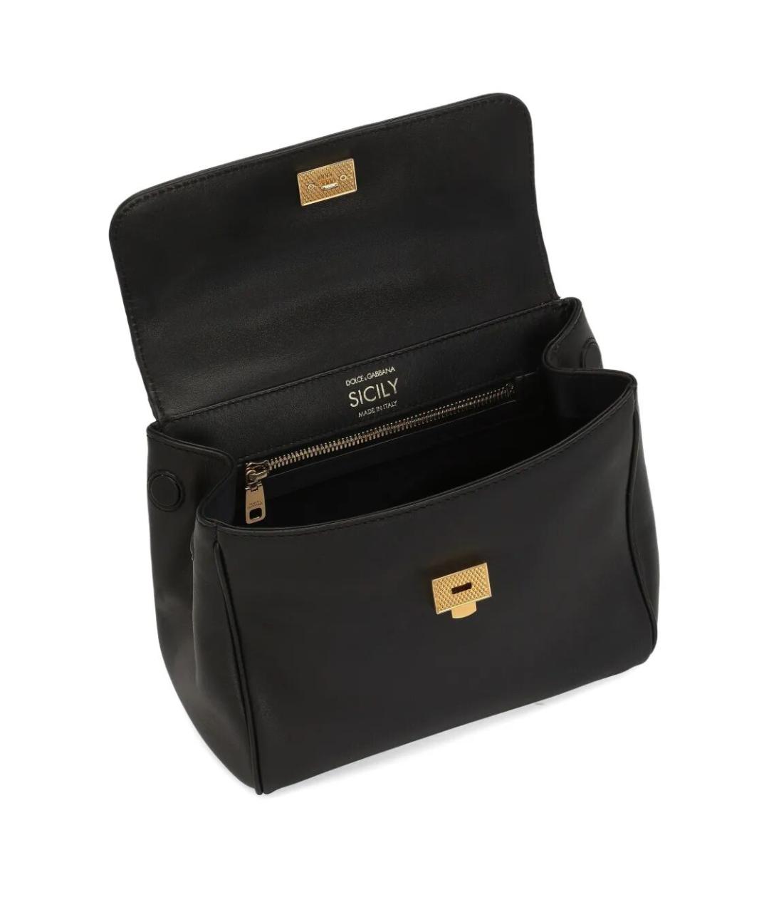 DOLCE&GABBANA Черная кожаная сумка с короткими ручками, фото 4